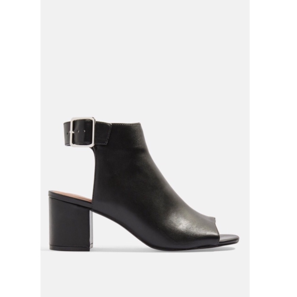 Topshop Dani Buckle Block Heel Mule Black Bootie